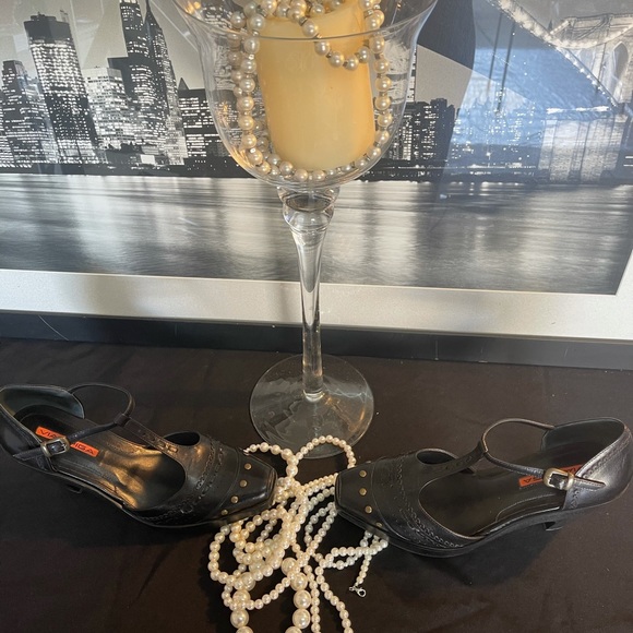 NEW VIA SPIGA VFrap BLK Leather Bambi Block Heels - Picture 13 of 14